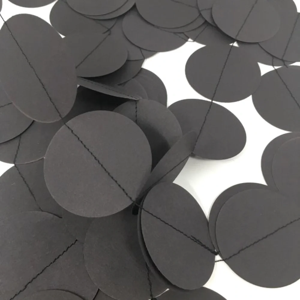 Black Dark Grey Round Paper Large Circle Party Halloween Extra Long Garland